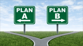 Cross roads with plan A plan B road signs